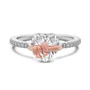 Herzförmig geschnittener Diamant in Weißem Sterling Silber mit Herz- und Schleifenmotiv Verlobungsring