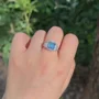 Smaragdschliff Aquamarinblau Sterling Silber Verlobungsring