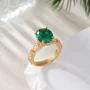 Ovalschnitt Smaragdgrün 925er Sterlingsilber Gelbgold Verlobungsring