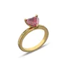 Herzförmiger Schnitt Rubinrot Sterling Silber Gelbgold Verlobungsring