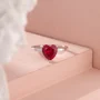 Herzförmiger Schnitt Rubinrot Sterling Silber Verlobungsring
