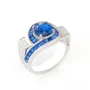 Runder Schnitt Saphirblau Sterling Silber Art Deco Verlobungsring