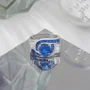 Runder Schnitt Saphirblau Sterling Silber Art Deco Verlobungsring