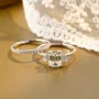 Smaragdschliff Diamantweiß Klassisch 3-Steine 925er Sterlingsilber Ring-Set