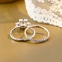 Smaragdschliff Diamantweiß Klassisch 3-Steine 925er Sterlingsilber Ring-Set