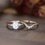 Ovalschnitt Diamantweiß Klassisch 3-Steine 925er Sterlingsilber Ring-Set