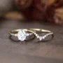 Ovalschnitt Diamantweiß Klassisch 3-Steine 925er Sterlingsilber Ring-Set