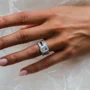 Radiantschliff Diamantweiß 3-teilige 925er Sterlingsilber Ring-Set