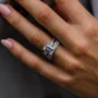 Smaragdschliff Diamantweiß Solitär 3-teilige 925er Sterlingsilber Ring-Set