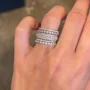 Smaragdschliff Diamantweiß 5-Piece 925er Sterlingsilber Ringband Ring-Set