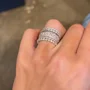 Smaragdschliff Diamantweiß 5-Piece 925er Sterlingsilber Ringband Ring-Set