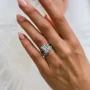Smaragdschliff Diamantweiß Solitär 3-teilige 925er Sterlingsilber Ring-Set
