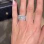Smaragdschliff Diamantweiß 3-teilige 925er Sterlingsilber Ringband Ring-Set