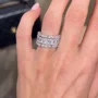 Smaragdschliff Diamantweiß 3-teilige 925er Sterlingsilber Ringband Ring-Set