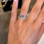 Smaragdschliff 3-Steine Diamantweiß 925er Sterlingsilber 3-teilige Ring-Set
