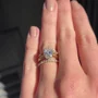 Radiantschliff Diamantweiß 925er Sterlingsilber Solitär 3-teilige Gelbgold Ring-Set