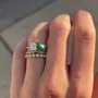 Smaragdschliff Diamantweiß Tropfenschliff Smaragdgrün 925er Sterlingsilber Gelbgold 3-teilige Ring-Set