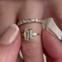 Smaragdschliff Diamantweiß 925er Sterlingsilber Gelbgold 3-Steine Ring-Set