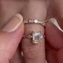 Smaragdschliff Diamantweiß 925er Sterlingsilber Gelbgold 3-Steine Ring-Set