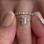 Smaragdschliff Diamantweiß 925er Sterlingsilber Gelbgold 3-Steine Ring-Set