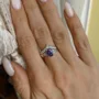 Ovalschnitt Amethystviolett 925er Sterlingsilber Art-Déco Ring-Set