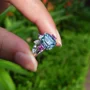 Smaragdschliff Aquamarine 925er Sterlingsilber 3-Steine Ring-Set
