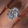 Ovalschnitt Diamantweiß 925er Sterlingsilber Gelbgold Ring-Set