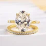 Ovalschnitt Diamantweiß 925er Sterlingsilber Gelbgold Ring-Set