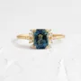 Smaragdschliff Saphirblau 925er Sterlingsilber Gelbgold Halo Brautset