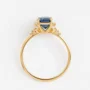 Smaragdschliff Saphirblau 925er Sterlingsilber Gelbgold Halo Brautset