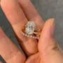 Ovalschnitt Diamantweiß 925er Sterlingsilber Gelbgold Halo Trauring-Set