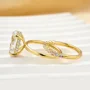 Ovalschnitt Diamantweiß 925er Sterlingsilber Gelbgold Halo Trauring-Set