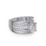 Kissenschnitt Diamant Weiß Einfügen Sterling Silber Ring-Set