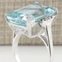 Aquamarinblau Smaragdschliff 925er Sterlingsilber Klassisch Verlobungsring