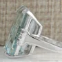 Aquamarinblau Smaragdschliff 925er Sterlingsilber Klassisch Verlobungsring