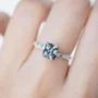 Radiantschliff Aquamarinblau 925er Sterlingsilber Verlobungsring
