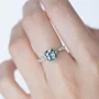 Radiantschliff Aquamarinblau 925er Sterlingsilber Verlobungsring