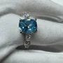 Radiantschliff Aquamarinblau 925er Sterlingsilber Verlobungsring