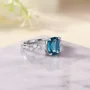 Radiantschliff Aquamarinblau 925er Sterlingsilber Verlobungsring