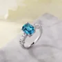 Radiantschliff Aquamarinblau 925er Sterlingsilber Verlobungsring