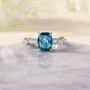 Radiantschliff Aquamarinblau 925er Sterlingsilber Verlobungsring