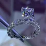 Radiantschliff Diamantweiß Art-Déco Verlobungsring aus 925er Sterlingsilber
