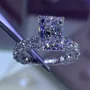 Radiantschliff Diamantweiß Art-Déco Verlobungsring aus 925er Sterlingsilber