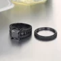 Tiefschwarz Prinzessschliff Brautset in Schwarz 925er Sterlingsilber