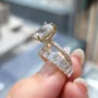 Smaragdschliff Diamantweiß Gelbgold Klassisch Ring-Sets aus 925er Sterlingsilber