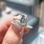 Smaragdschliff Diamantweiß Gelbgold Klassisch Ring-Sets aus 925er Sterlingsilber