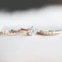 Rundschliff Diamantweiß Gold Brautset aus 925er Sterlingsilber