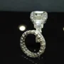 Smaragdschliff Diamantweiß 925er Sterlingsilber 3-Steine Brautset