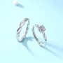 Rundschliff Moissanite Diamantweiß 925er Sterlingsilber Verstellbar Partnerringe