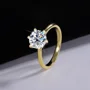 Rundschliff Moissanite Diamantweiß Gelbgold 925er Sterlingsilber Solitär-Verlobungsring